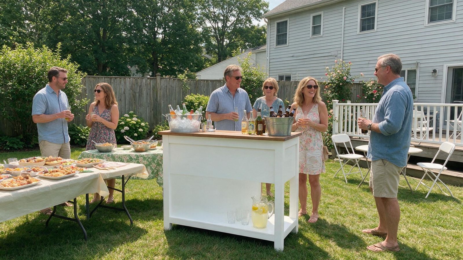 Mobile bar at a backyard graduation party in Neptune NJ